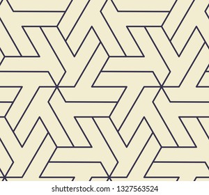 Navy on cream, Islamic sacred geometric design, simple line art, seamless repeat vector pattern
