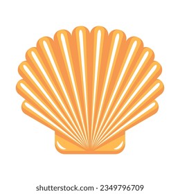 Navy orange striped seashell with highlights. Vector illustration.