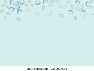 Navy Oyster Background Gray Vector. Shell Doodle Design. Nautical Pattern. Sandstone Seashell Sketch Illustration.
