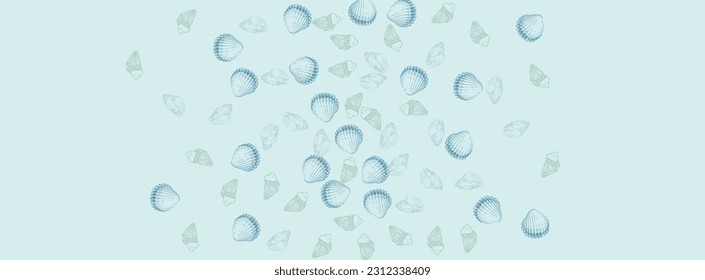 Navy Oyster Background Gray Vector. Snail Cartoon Set. Whimsical Design. Ultramarine Starfish Maritime Wallpaper.