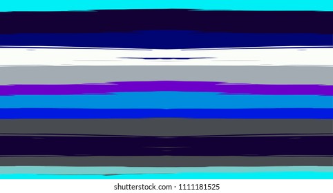 Navy Paintbrush Horizontal Seamless Sailor Stripes. Geometric Doodle Summer Maritime Texture Prints. Hand Painted Male or Female T-Shirt Funky Pattern Design. Track Blue Watercolor Sailor Stripes