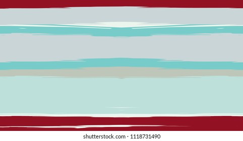 Navy Paintbrush Horizontal Seamless Sailor Stripes. Geometric Abstract Summer Maritime Texture Prints. Hand Painted Male or Female T-Shirt Winter Ocean Banner. Blue Waves Watercolor Sailor Stripes