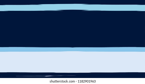 Navy Paintbrush Horizontal Seamless Sailor Stripes. Geometric Simple Marine Graffiti Maritime Texture. Hand Painted Male or Female T-Shirt Autumn Ocean Banner. Blue Shirt Watercolor Sailor Stripes