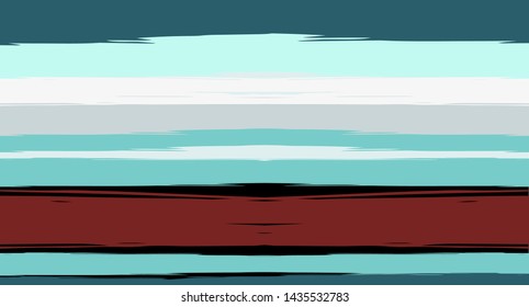 Navy Paintbrush Horizontal Seamless Sailor Stripes. Geometric Abstract Summer Cool Maritime Texture. Hand Painted Male or Female T-Shirt Winter Banner Pattern. Blue Suit Watercolor Sailor Stripes