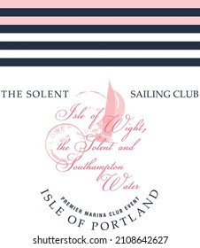 navy and pink stripe. Sketch sail graphic design. Can be used as t-shirt print design.