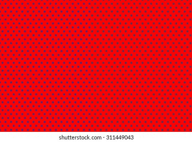 navy polka dot on red background