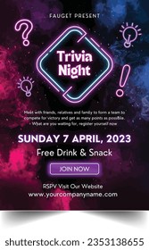 Navy And Purple Modern Trivia Night Flyer