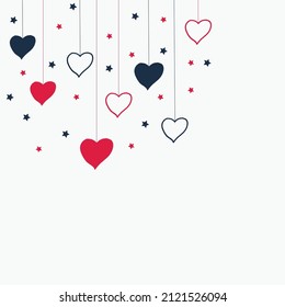 Navy and Red Heart: Elevate your designs with this exquisite hanging heart illustration. Featuring stars on a white background, it adds a touch of romance in navy and red colors