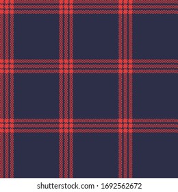 Navy & Red Plain Weave Triple Windowpane Plaid Seamless Vector Illustration