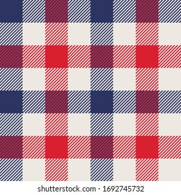 Navy, Red, & White Twill Weave Buffalo Plaid Seamless Vector Illustration