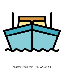 Navy rescue boat icon. Outline navy rescue boat vector icon color flat isolated