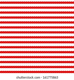 Navy rope stripes in red and white seamless pattern, vector