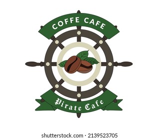 navy rudder vector logo for cafe coffee business