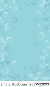 Fondo de vieira azul marino Vector azul. Tarjeta textil de Colección de mariscos. Diseño bonito. Gráfico tropical de concha blanca.