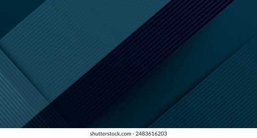 Navy sea green wave blue dynamic abstract background. Modern dark male 3d diagonal lines. Trendy elegant business banner. Fast moving 3d lines with soft shadows