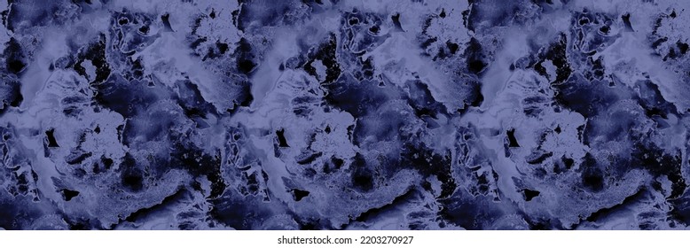 Navy Sea Marble Watercolor. White Alcohol Ink Watercolor. Ocean Vector Granite. Blue Seamless Background. Water Color Splash Floor. Blue Marble Rock Texture. Navy Tile Space. Vector Seamless Painting