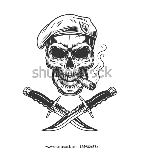 Navy Seal Skull Smoking Cigar Wearing Stock Vector (Royalty Free ...