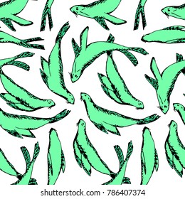 Navy seals vector illustration. Doodle style. Design, print, decor, textile, paper
