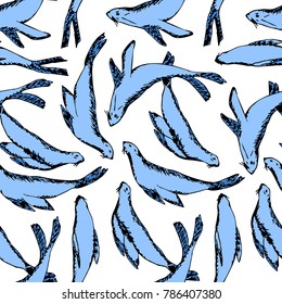 Navy seals vector illustration. Doodle style. Design, print, decor, textile, paper
