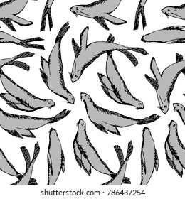 Navy seals vector illustration. Doodle style. Design, print, decor, textile, paper
