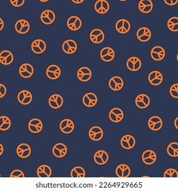 Navy seamless pattern with orange peace symbol