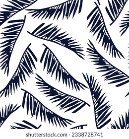 navy seamless vector leaf pattern of white