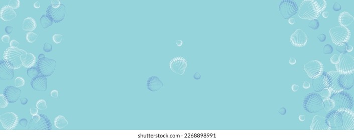 Navy Seashell Background Blue Vector. Snail Doodle Set. Print Textile Card. Ultramarine Shell Maritime Pattern.