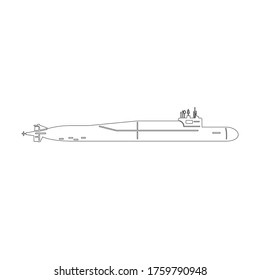 Navy. A set of paths submarines. Black and white illustration of a white background.