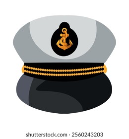 navy ship captain hat uniform isolated