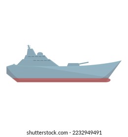 Vector de dibujos animados de icono de barco de la marina. Barco naval. Cruceros de agua marina