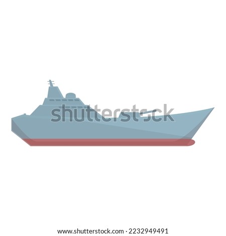 Navy ship icon cartoon vector. Naval boat. Sea water cruiser