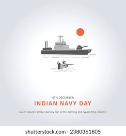 Navy Ship And Soldier Vector Illustration Indian Navy Day Social Media Concept