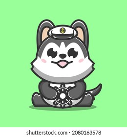 navy siberian husky vector illustration
