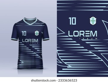 navy sky t-shirt sport design template with abstract pattern for soccer jersey. Sport uniform in front view. Tshirt mock up for sport club. Vector Illustration