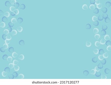 Navy Snail Background Blue Vector. Oyster Drawn Wallpaper. Collection Texture. White Shell Tropical Set.