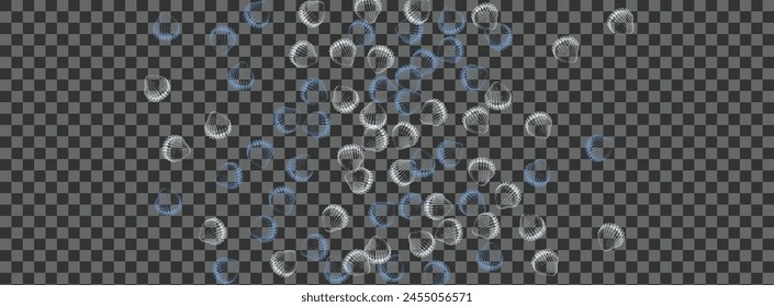 Navy Snail Background Transparent Vector. Seashell Creature Texture. Pretty Wallpaper. White Shellfish Nautical Design.