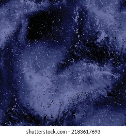 Navy Space Pattern. Navy Seamless Watercolor. Vector Seamless Template. Vector Night Galaxy. Blue Space Paint. Water Color Space. Dark Galaxy Background. Grain Alcohol Ink. Watercolor Galaxy Splash