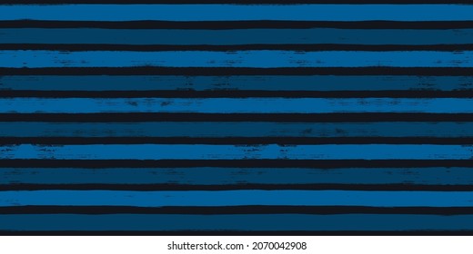 Navy gestreiftes Muster, dunkelblauer Streifen nahtloser Hintergrund, Meerespinselstriche. Vektor-Grunge-Streifen, nautischer Malpinsel