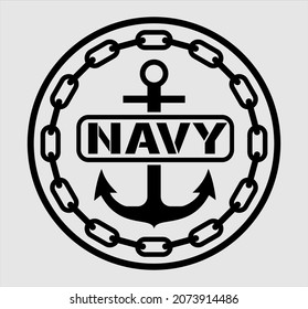 Navy symbol. Anchor in the middle of a circle from a chain