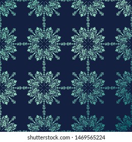 navy & teal lace flower toile pattern