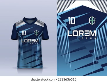 navy t-shirt sport design template with abstract pattern for soccer jersey. Sport uniform in front view. Tshirt mock up for sport club. Vector Illustration