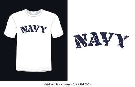 "NAVY" typography lettering t-shirt design.