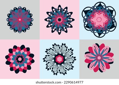 Navy Vector flower clipart with detailed layers