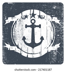 navy vintage shield with anchor