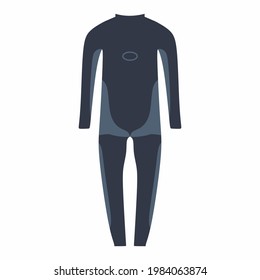 Navy Wet Suit For Diver In Flat Element Style Isolated On White Background.