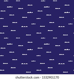 Navy white cloud gift wrapping for boy present or  wallpaper. Blue seamless scandi pattern with minimalist symbols and shapes. Repeat textile design. Clean and simple fabric scandinavian print