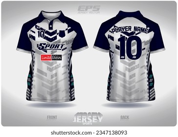 navy white pattern design, illustration, textile background for sports t-shirt, football jersey shirt mockup for football club. consistent front view