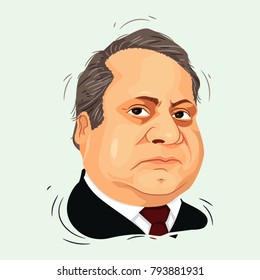 Nawaz Sharif caricature cartoon vector