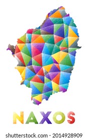 Naxos - colorful low poly island shape. Multicolor geometric triangles. Modern trendy design. Vector illustration.