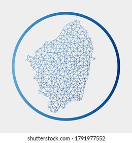 Naxos icon. Network map of the island. Round Naxos sign with gradient ring. Technology, internet, network, telecommunication concept. Vector illustration.